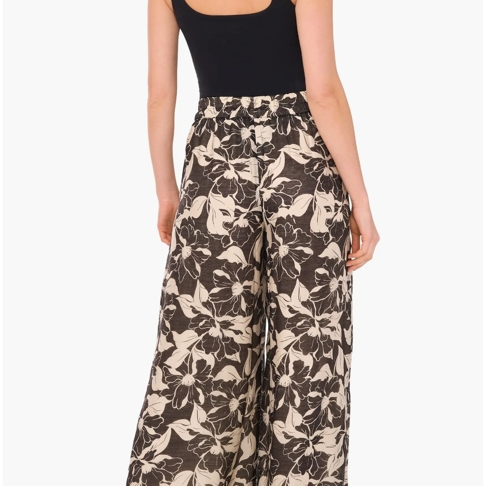 Vince Comuto Floral Wide-Leg Pants Summer Pull On Palazzo Relaxed Fit
